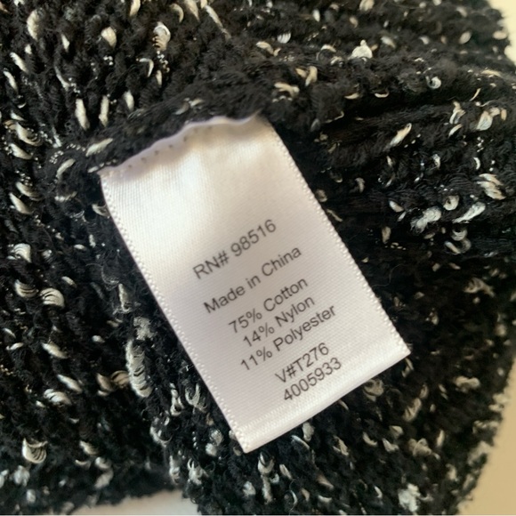 Coldwater Creek Short Sleeve Black White Knit Cardigan Sweater Size Medium 10-12 - Picture 9 of 12